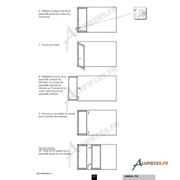 Notice de pose paumelle Technal référenceTPW6005 page 2