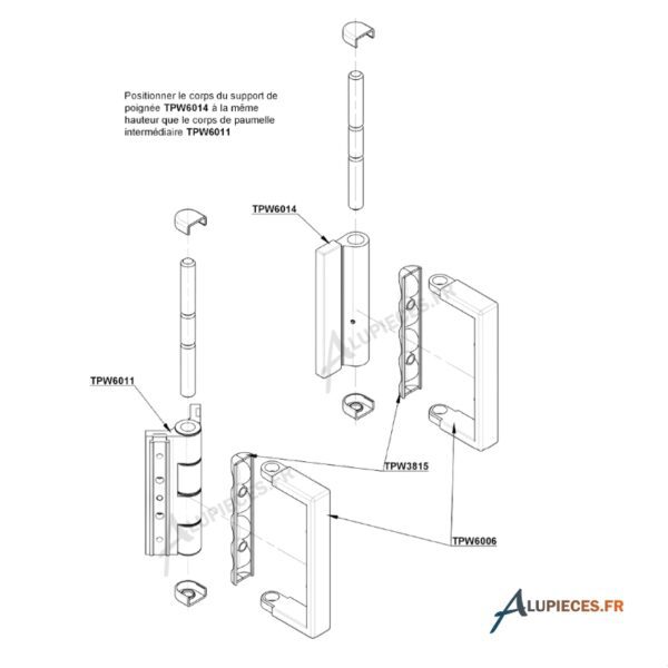 Montage de la Poignée de tirage Technal Référence TPW6006 pour porte Ambial