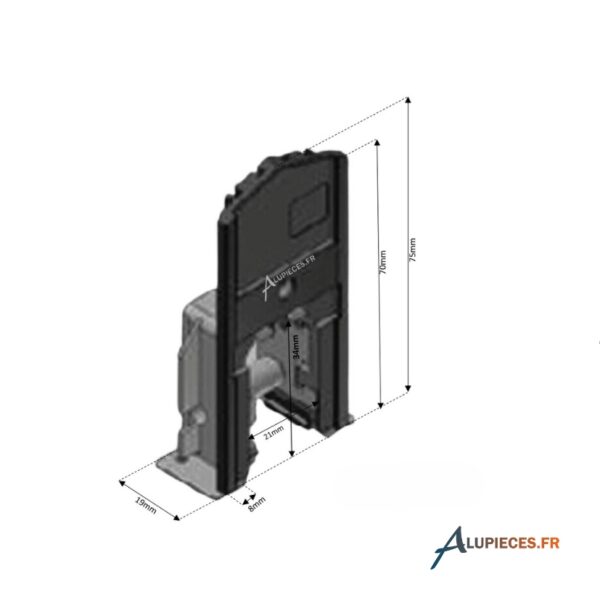 Bouchon montant Central GY Technal -Référence TGY3882-cotes