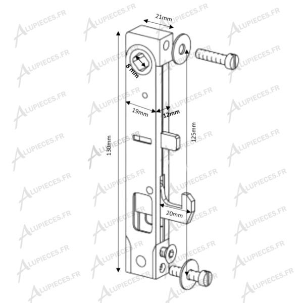 Boitier fermeture Intérieur Technal GK-GKI-Cotes